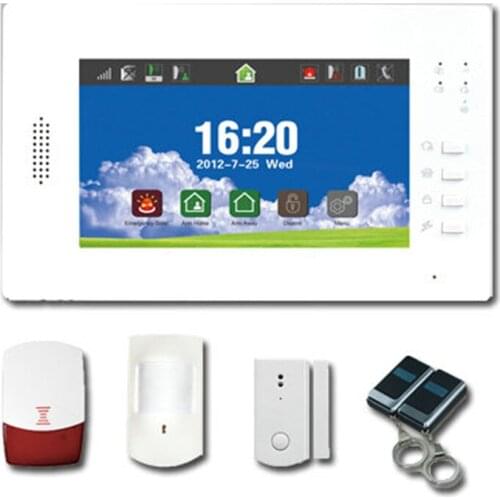 7 Inch TFT Monitor Touch Screen GSM Burglar Alarm System