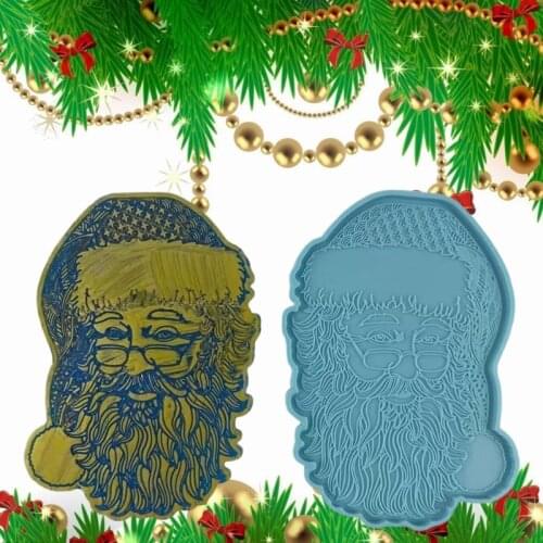 83XC Santa Claus Tray Epoxy Resin Mold Coaster Jewelry Storage Holder Silicone Mould DIY Crafts Serving Plate Home Decorations
