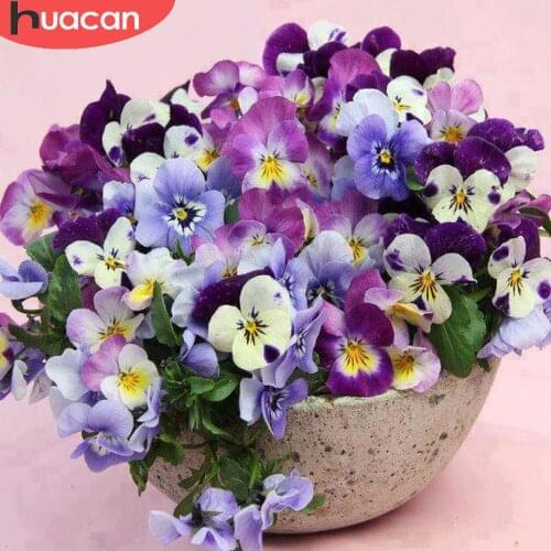 HUACAN Diamond Painting Orchid Full Square/round Mosaic Embroidery Flower Vase Cross Stitch Diamond Art