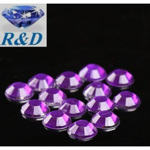 Free Shipping ! 1000 pcs/ lot Top quality 10mm Purple color flatback Acrylic Rhinestone gem for Cloth shoe decoration accessary
