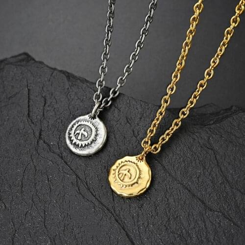 Korean Style Golden Vintage Silver Color Animal Peace Bird Pendant Necklace For Man Boyfriend Stainless Steel Link Chain Jewelry