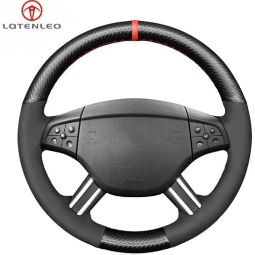 LQTENLEO Black Carbon Fiber Suede Steering Wheel Cover for Mercedes-Benz W164 M-Class ML350 ML500 X164 GL-Class GL450 2005-2009