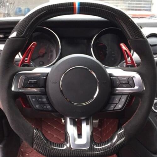 For Ford Mustang 2015-2020 Colorful Aluminum Steering Wheel DSG Shift Paddle Extension Shifters Sticker Cover 2