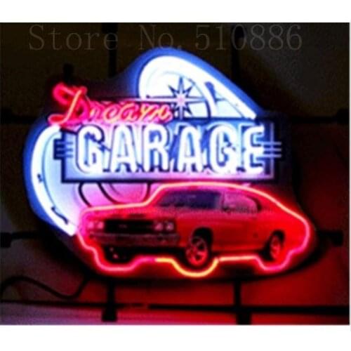 Dream Garage Chevy Chevelle SS Glass Tube neon sign Handcrafted Automotive signs Shop Store Business Signboard signage 17"x14"