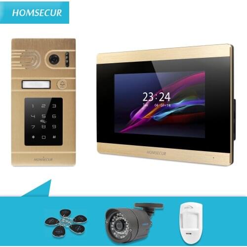 HOMSECUR 7" Wired Video&Audio Smart Doorbell+Golden Camera for Home Security BC071-G+BM715-G