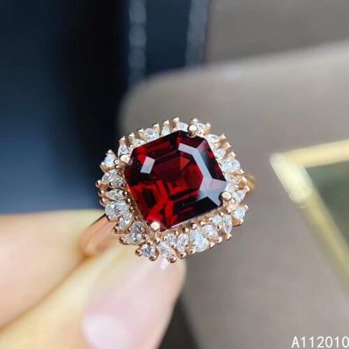 KJJEAXCMY fine jewelry 925 sterling silver inlaid natural Garnet new Womans exquisite ring Support test hot selling