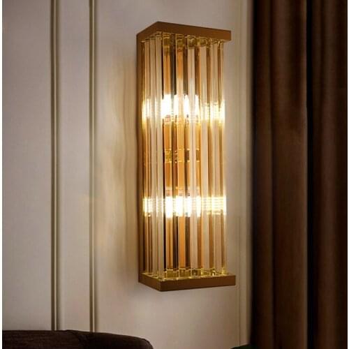 Postmodern Minimalist Wall Lamp Bedroom Bedside Living Room Corridor Crystal Glass Double Head Creative Decorative Bracket Light