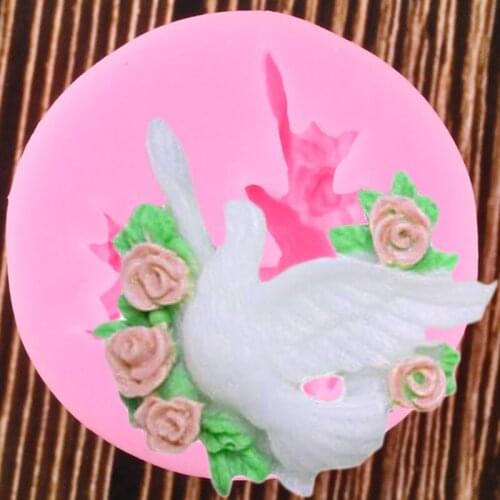 Peace Dove Silicone Mold Flower Cupcake Topper Fondant Mould Cake Decorating Tools Chocolate Gumpaste Candy Polymer Clay Moulds