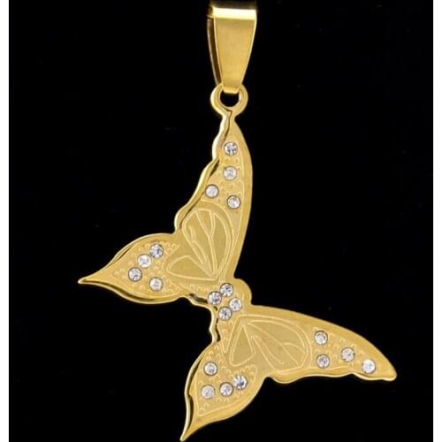 Risul Fashion butterfly charms with rhinestones Jewelry Necklace for Women Pendant made with stainless steel nice gift