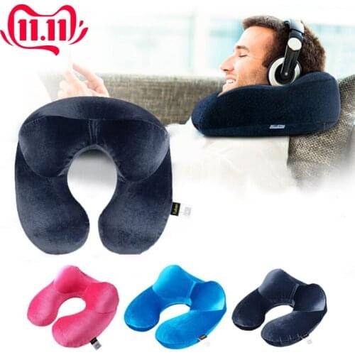 U-Shape Travel Pillow for Airplane Inflatable Neck Pillow Travel Accessories 4Colors Comfortable Pillows for Sleep Home Textile
