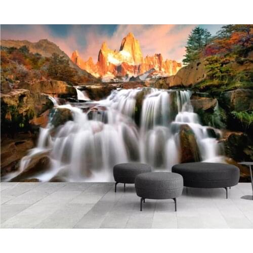 Waterfall View Wallpaper Original Forest Tree Art Wall Mural Painting Contact Paper Roll 3d Photo Wallpaper Luxury Home Decor