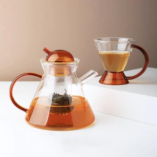 New Tea Cups Set Heat Resistant Glass Tea Water Pot with European Style Coffee Tea Heating Cold Kettle Mug Filter Tea Set