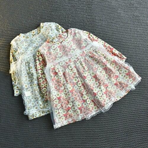 Baby Girl Floral Princess Dress Spring Autumn Girls Flower Dresses With Mesh Sling vestidos 2 Piece Children Casual Clothes 3-7Y