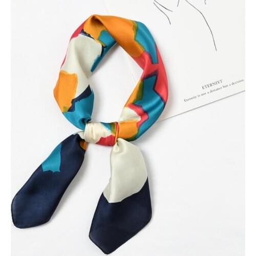 Yishine 70x70cm Silk Scarf Women Painting Prints Multifunctional Manual Square Scarves Foulard Wrap Bandana Small Hijab 2019