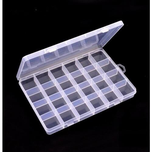2pcs 24 Grid Transparent Plastic Storage Box Organizer Case Nail Art Gems Jewelry Beads Decoration Container
