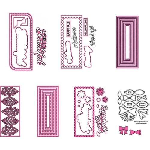 Rectangle Frame Sets "Happy Fall" Metal Cutting Dies For Scrapbooking Craft Die Cut Card Making Embossing Stencil 2020 New
