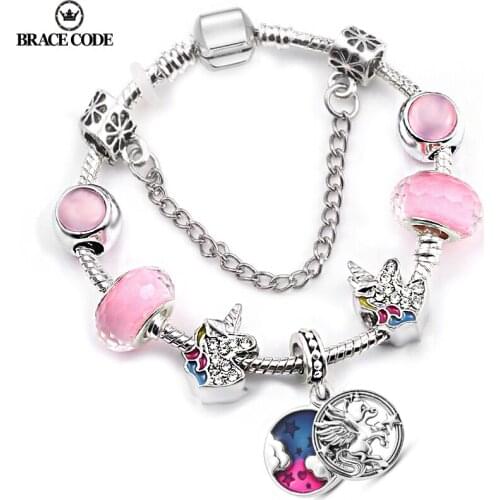 Direct Silver Color Auspicious Cloud Unicorn Pendant Female Bracelet Diy Crystal Beads Fine Bracelet Women Bracelet Jewelry