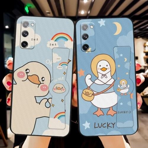 Cute Duck Silicone Phone Case For Samsung Galaxy S11 Plus S20 FE S11E Folding Magnetic Car Holder For Samsung S20 Lite S21 Ultra