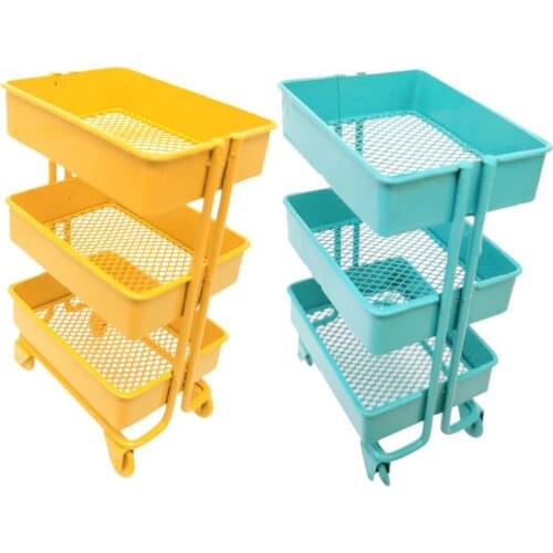 Modern 1:12 Scale Mini Trolley Storage Shelf w/ 4 Wheels Dollhouse Decor