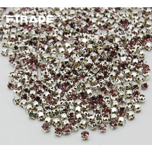 SS12(3mm) 288pcs/lot Silver Base Light Amethyst Color Sew On Rhinestones, Flatback Claw Rhinestones For DIY Garment Decoration