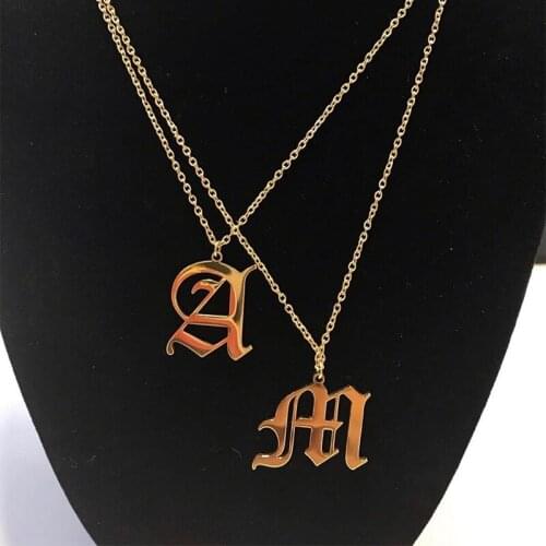 V Attract Vintage Jewelry Custom Old English Name Necklace Personalized Number Nameplate Inital Letter Charm Choker For Women