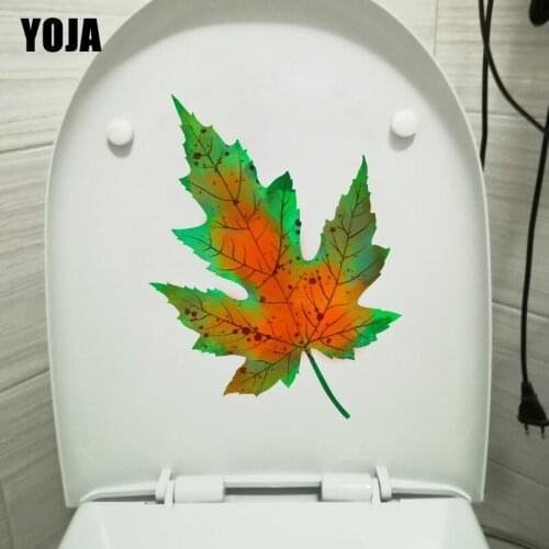 YOJA 18X23.6CM Maple Leaf Simple Cartoon Wall Decor Home Room WC Toilet Seat Stickers T1-1321