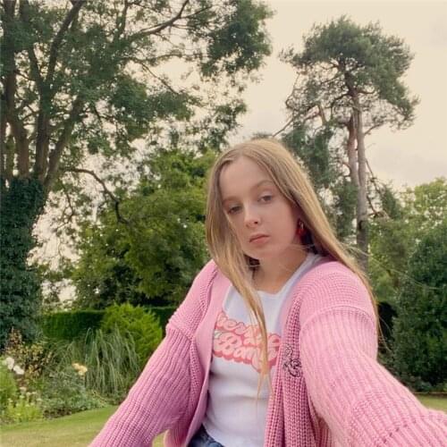 Girls Long Sleeve Knitwear Ladies Creative Angel Letter Embroidery Single-breasted Knitted Coat Casual V-neck Cardigan