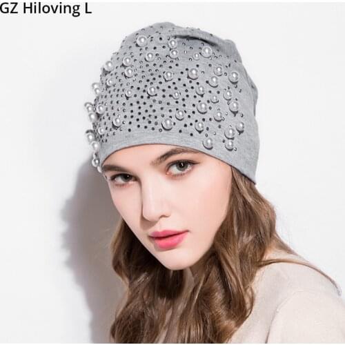 GZHilovingL News Womens Diamonds Hats Autumn Winter Spring Preals Womens Beanies Hats Soft Casual Polyester Slouch Beanies Hats