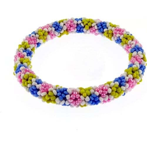 Handmade Bead Bracelet Hippy Friendship Popular Roll Crochet Woven Seed Beads Romantic stripes Pattern Bracelets For Women