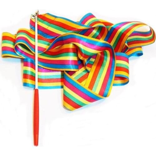 1 Childrens professional gymnastics ribbon toys Colorful color design Boy girl body art training 4M length ribbon Dance props