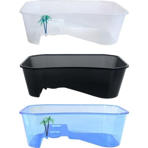 1 Pc Reptile Vivarium Box Turtle Tortoise Habitat with Basking Ramp Aquarium Tank Breeding Food Tool Accessories 3 Colors