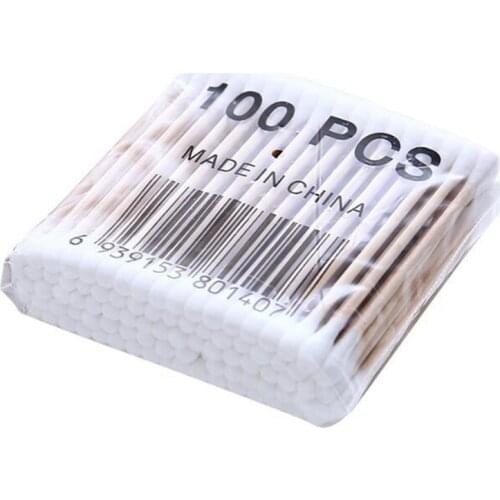 100pcs/Pack Double Head Cotton Swab Bamboo Cotton Buds Medical Ear Cleaning Wood Sticks Cotton Swabs Drop shipping