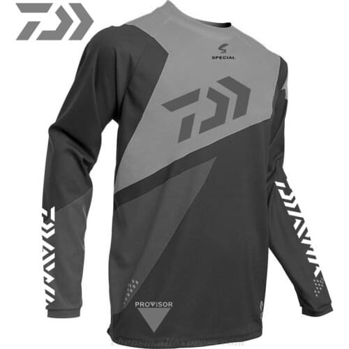 2021 Men Daiwa Sports Fishing Clothing Outdoor Mesh Breathable Hooded Jersey Cycling Clothes Dawa Ice Silk Cool Fishing Shirts