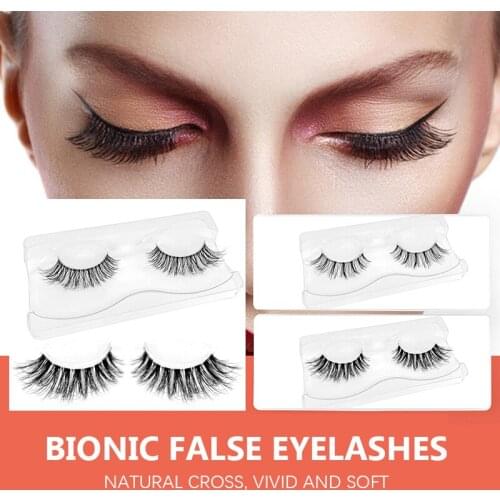 Cross-border 3D Mink Hair False Eyelashes BIO Material Natural Cross Messy Super Soft Transparent Stem Fake Eyelash Cosmetic