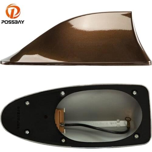 POSSBAY Car Shark Fin Antenna Red Brown Aerials Radio AM/FM Signal 1Pcs Universal Decorate Aerial for VW BMW Hyundai Benz Ford