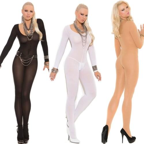 Plus Size See Through Sexy Bodysuit Unisex Open Crotch Body Stockings Transparent Tight Stocking Pantyhose Erotic lingerie FX13