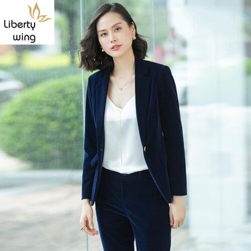 Elegant Business Ladies Female Tailor Set Trouser Suits For Womens Formal Solid Single Button 2 Piece Blazer+Pant OL Style