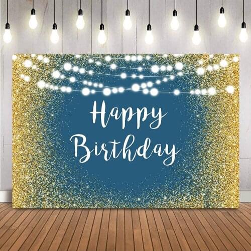 Happy Birthday Backdrop Customize Gold Glitter Shining Dots Background for Photo Studio Photocall Adult Women Theme Party