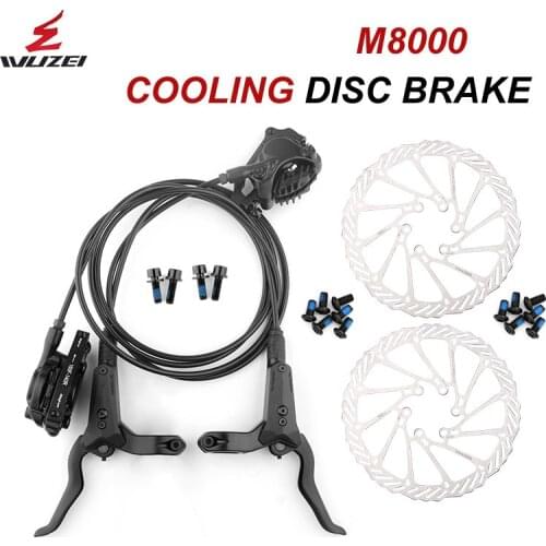 WUZEI MTB Bicycle Hydraulic Brake 800/1550mm Cooling Disc Brake Pads Mountain Bike Oil Pressure Brake Compatible Shimano MT200