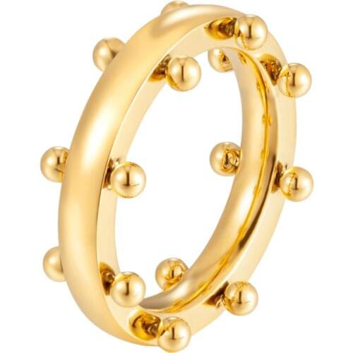 Trendy Ring Gold Color Stainless Steel For Women Ladies Mini Balls Finger Rings For Women Fashion Jewelry Gifts