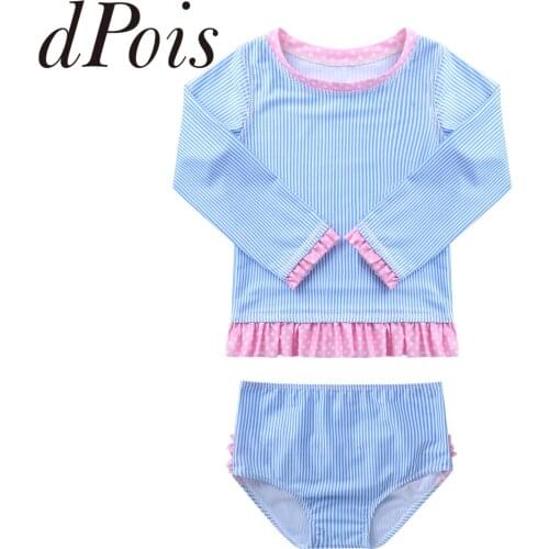 Baby Girls Swimsuit Kids Swimsuit 2pcs Bikini Sets Childrens Rash Guard + Ruffle Panty Bottom Infants Summer Swimwear For Girls