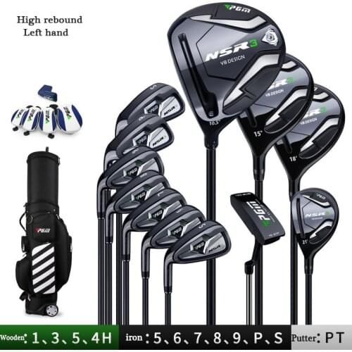 Golf Left Hand Complete Set 12 Sticks Clubs+Ball Bag High Rebound Titanium Stainless Steel 1Wood Adjustable Degree Irons Putter