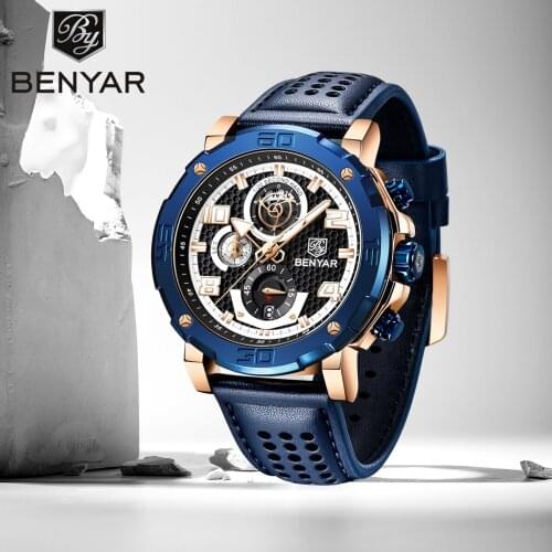 2021 New BENYAR Digital Male Watch Top Luxury Brand Leisure Sport Men Quartz Wrist Watch Full Calendar Chronograph Orologio Uomo