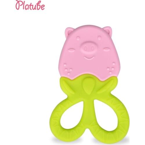 New Hot Sales Baby Teething Toys Food Grade Silicone Chew Teether Cartoon ShapeTeething Toys Boy Girl Gift Silicone Baby Teether