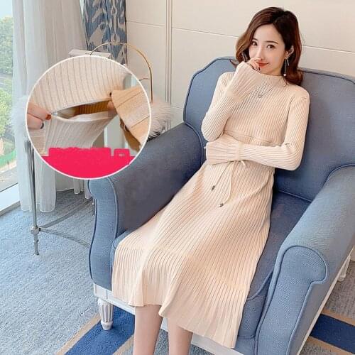 Maternity Clothes For Pregnant Women Dress Solid Slim Long Sleeve Breastfeeding Pregnancy Dresses Casual Knit Maternity Dresses