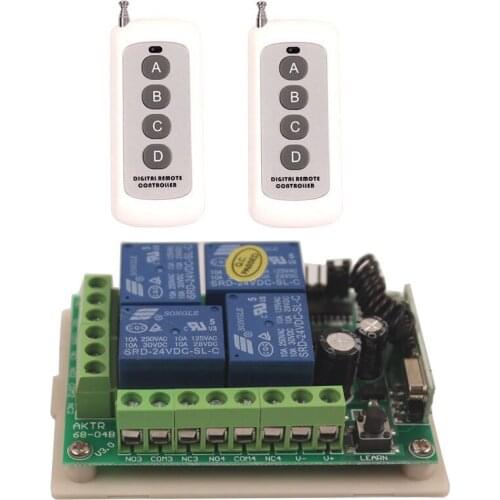 Sleeplion 24V 4CH 100Meter Remote Control Switch Electric Door Remote Control Switch Universal 24V 4CH 315MHz/433MHz Transeiver