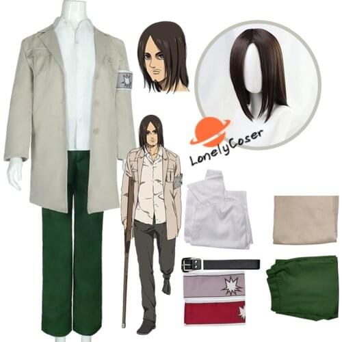 Final Season Anime Attack on Titan Eren Jaeger Cosplay Costume Long Wig Shingeki No Kyojin Trench Pants Shirt Marley Officer