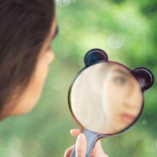 Handheld Cute Cats/Bear Ears Cosmetic Mirrors Crystal Resin Mold Silicone Mould A0NF