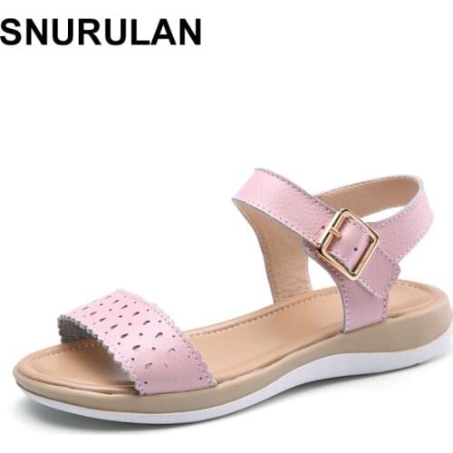 SNURULANWomens Sandals Shoes Flat Beach Genuine Leather Summer Ladies Flip Flops Slippers Casual Girls Gladiator Sandals Shoe