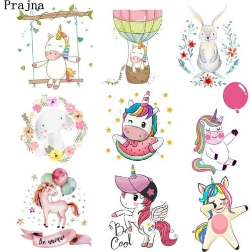 Cute Unicorn Applique Heat Transfer Patches Thermal Stickers On Clothes DIY Cartoon Animal Iron-On transfers For Baby Clothing